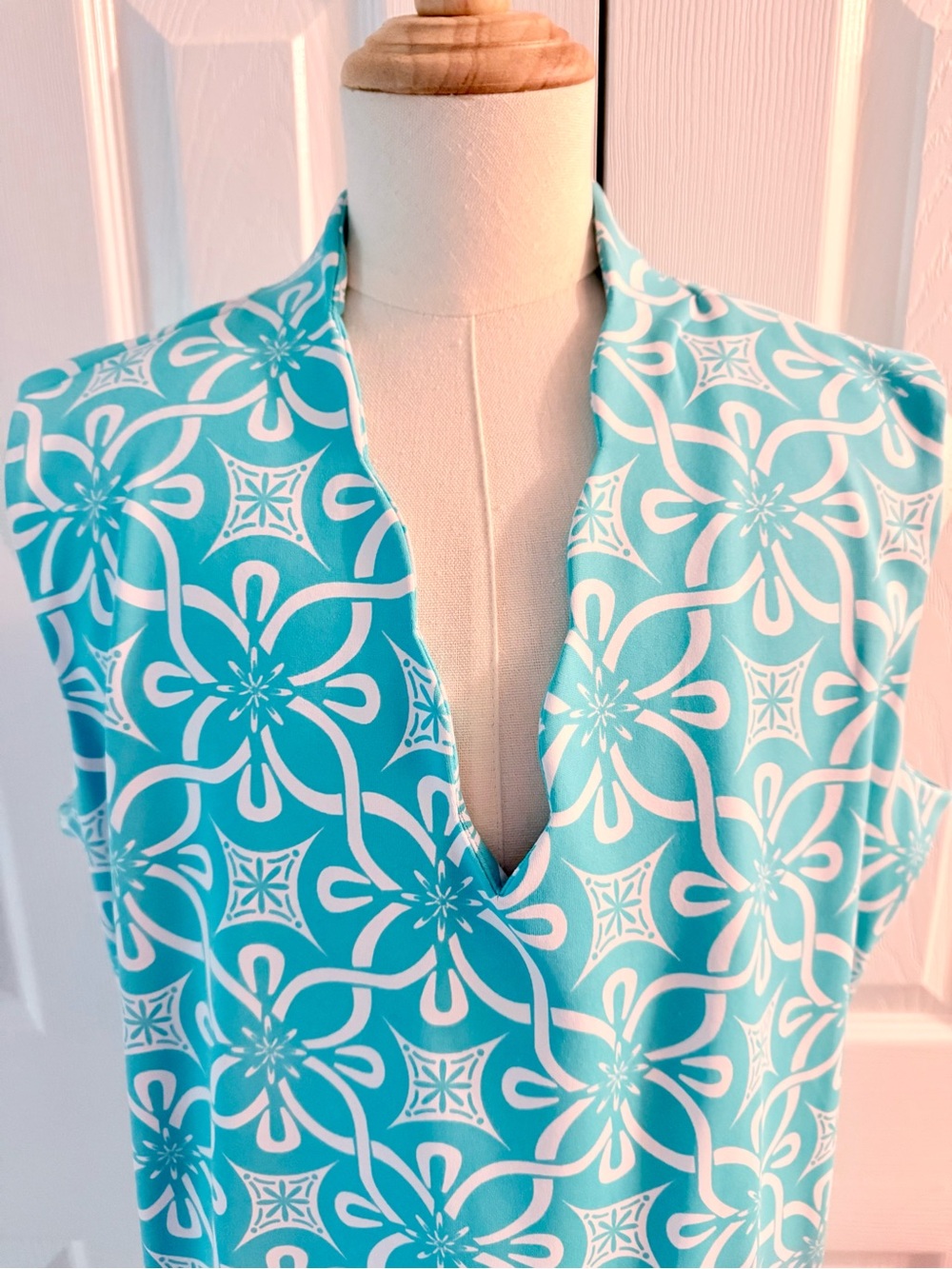 Lulu-B Turquoise & White Floral Print Dress - Picture 5 of 6